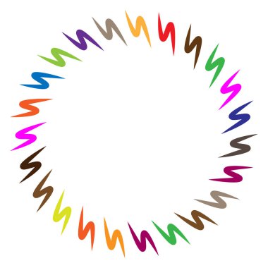 Soyut radyal, geometrik vektör tasarım elemanı. Şekilsel olmayan dairesel dekorasyon ögesi