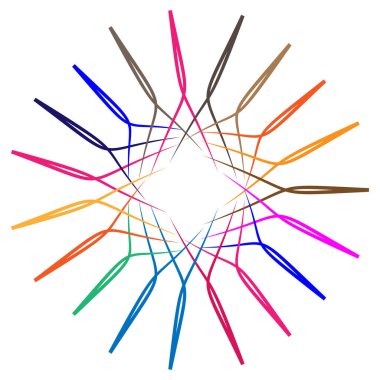 Soyut radyal, geometrik vektör tasarım elemanı. Şekilsel olmayan dairesel dekorasyon ögesi