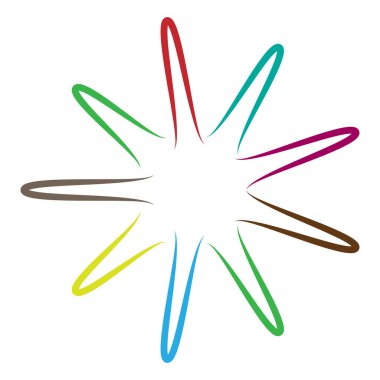 Soyut radyal, geometrik vektör tasarım elemanı. Şekilsel olmayan dairesel dekorasyon ögesi