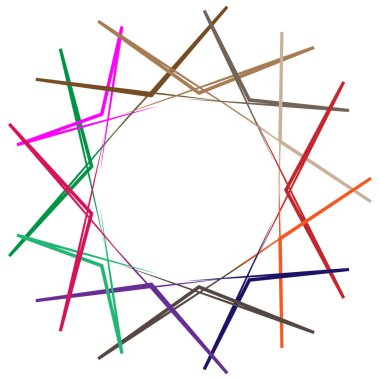 Soyut radyal, geometrik vektör tasarım elemanı. Şekilsel olmayan dairesel dekorasyon ögesi