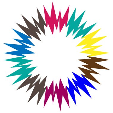 Soyut radyal, geometrik vektör tasarım elemanı. Şekilsel olmayan dairesel dekorasyon ögesi