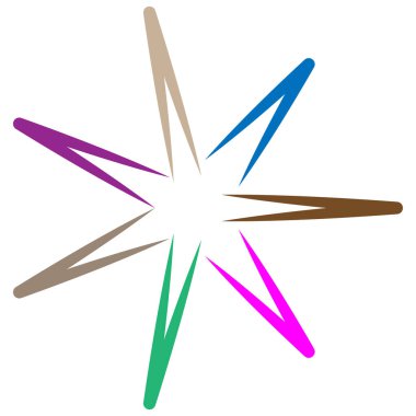 Soyut radyal, geometrik vektör tasarım elemanı. Şekilsel olmayan dairesel dekorasyon ögesi