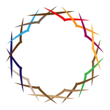 Soyut radyal, geometrik vektör tasarım elemanı. Şekilsel olmayan dairesel dekorasyon ögesi