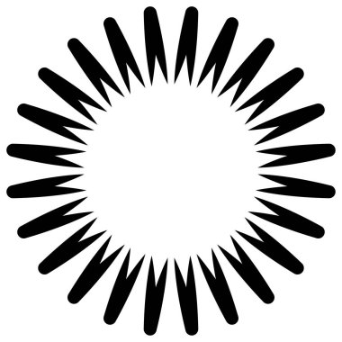 Soyut radyal, geometrik vektör tasarım elemanı. Şekilsel olmayan dairesel dekorasyon ögesi