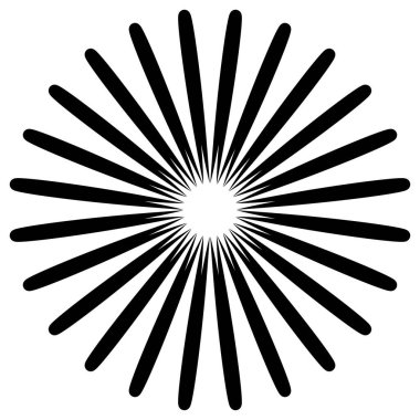 Soyut radyal, geometrik vektör tasarım elemanı. Şekilsel olmayan dairesel dekorasyon ögesi