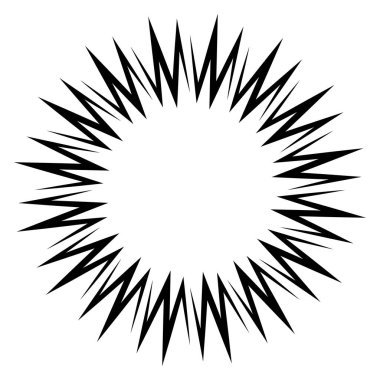 Soyut radyal, geometrik vektör tasarım elemanı. Şekilsel olmayan dairesel dekorasyon ögesi