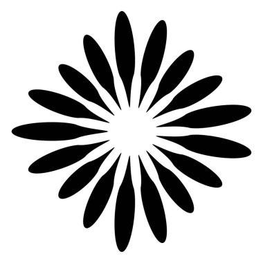 Soyut radyal, geometrik vektör tasarım elemanı. Şekilsel olmayan dairesel dekorasyon ögesi