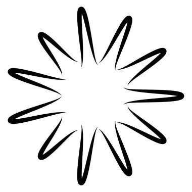 Soyut radyal, geometrik vektör tasarım elemanı. Şekilsel olmayan dairesel dekorasyon ögesi