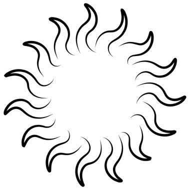 Soyut radyal, geometrik vektör tasarım elemanı. Şekilsel olmayan dairesel dekorasyon ögesi