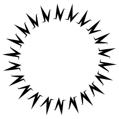 Soyut radyal, geometrik vektör tasarım elemanı. Şekilsel olmayan dairesel dekorasyon ögesi