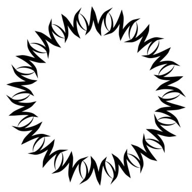 Soyut radyal, geometrik vektör tasarım elemanı. Şekilsel olmayan dairesel dekorasyon ögesi