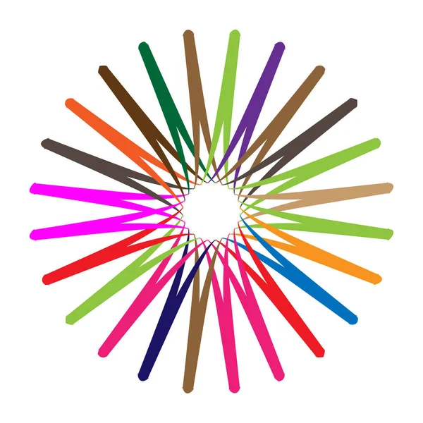 Soyut radyal, geometrik vektör tasarım elemanı. Şekilsel olmayan dairesel dekorasyon ögesi