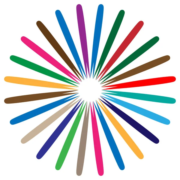 Soyut radyal, geometrik vektör tasarım elemanı. Şekilsel olmayan dairesel dekorasyon ögesi