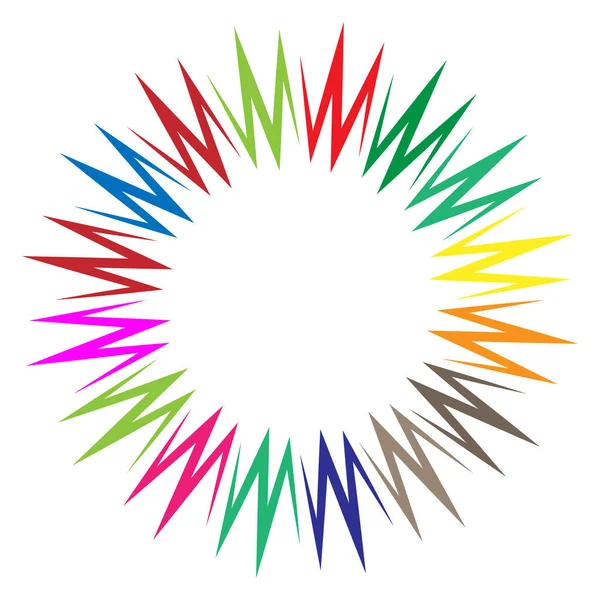 Soyut radyal, geometrik vektör tasarım elemanı. Şekilsel olmayan dairesel dekorasyon ögesi