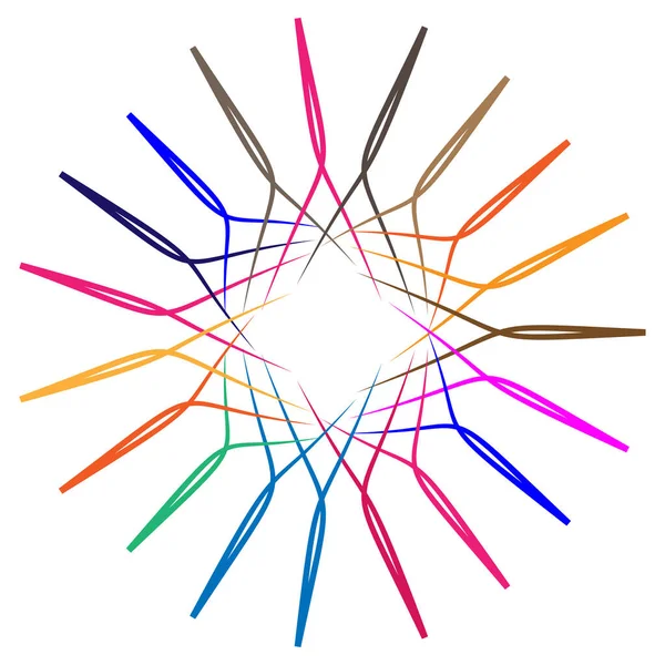 Soyut radyal, geometrik vektör tasarım elemanı. Şekilsel olmayan dairesel dekorasyon ögesi