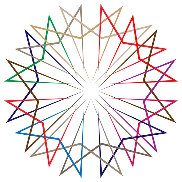 Soyut radyal, geometrik vektör tasarım elemanı. Şekilsel olmayan dairesel dekorasyon ögesi