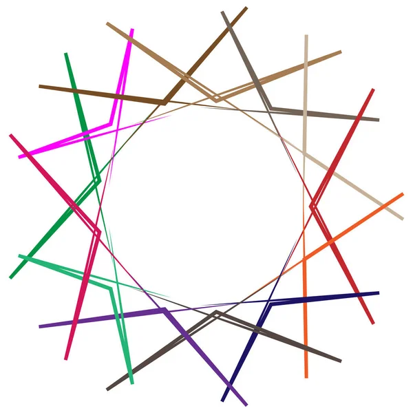 Soyut radyal, geometrik vektör tasarım elemanı. Şekilsel olmayan dairesel dekorasyon ögesi