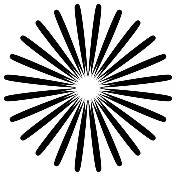 Soyut radyal, geometrik vektör tasarım elemanı. Şekilsel olmayan dairesel dekorasyon ögesi