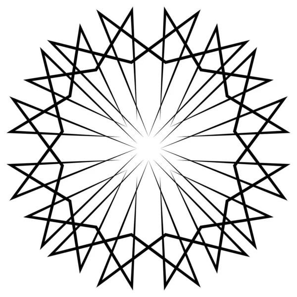 Soyut radyal, geometrik vektör tasarım elemanı. Şekilsel olmayan dairesel dekorasyon ögesi