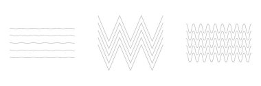 Dalgalı, zig-zag, çapraz çizgiler. Dalgalanan çizgiler. Stock vektör illüstrasyonu, klip- art grafikleri
