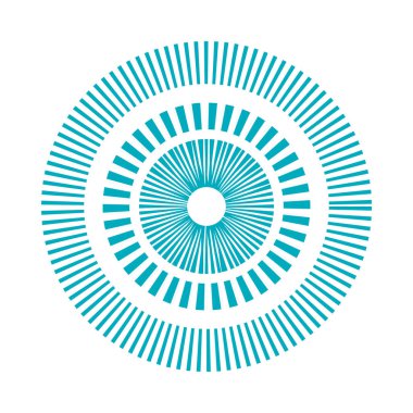 Kesik çizgileri olan geometrik daire ögesi. Geometrik radyal, yayıcı element