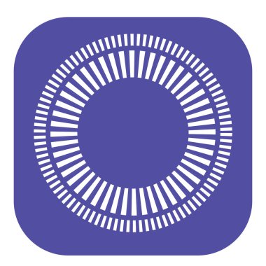 Kesik çizgileri olan geometrik daire ögesi. Geometrik radyal, yayıcı element