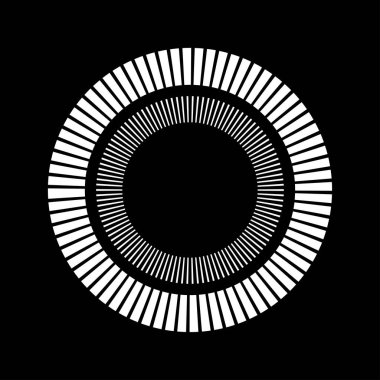 Kesik çizgileri olan geometrik daire ögesi. Geometrik radyal, yayıcı element