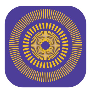 Kesik çizgileri olan geometrik daire ögesi. Geometrik radyal, yayıcı element