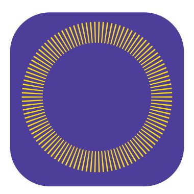 Kesik çizgileri olan geometrik daire ögesi. Geometrik radyal, yayıcı element