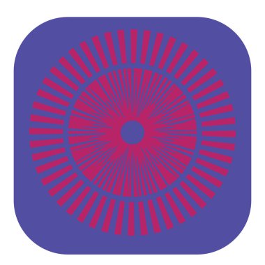 Kesik çizgileri olan geometrik daire ögesi. Geometrik radyal, yayıcı element