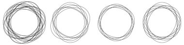 Rastgele daireler, dairesel halkalar geometrik tasarım elementleri. Stock vektör illüstrasyonu, klip- art grafikleri