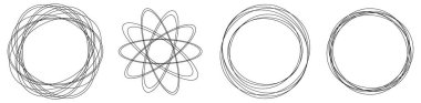 Rastgele daireler, dairesel halkalar geometrik tasarım elementleri. Stock vektör illüstrasyonu, klip- art grafikleri