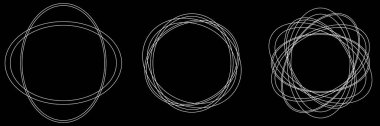 Rastgele daireler, dairesel halkalar geometrik tasarım elementleri. Stock vektör illüstrasyonu, klip- art grafikleri