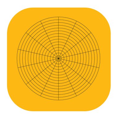 Polar, circular grid, mesh. Pie chart, graph element