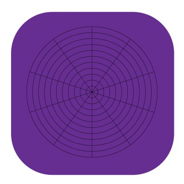 Kutup, dairesel ızgara, ağ. Pasta grafiği, grafik ögesi