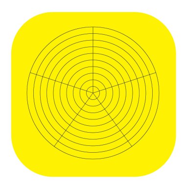 Polar, circular grid, mesh. Pie chart, graph element