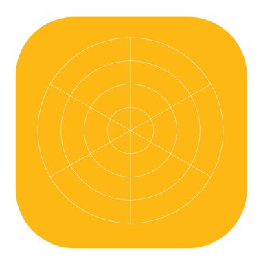 Polar, circular grid, mesh. Pie chart, graph element