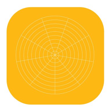 Polar, circular grid, mesh. Pie chart, graph element
