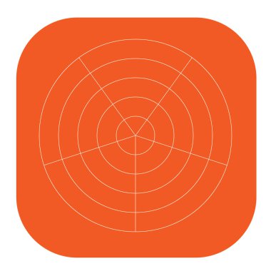 Polar, circular grid, mesh. Pie chart, graph element