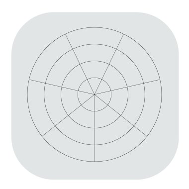 Kutup, dairesel ızgara, ağ. Pasta grafiği, grafik ögesi