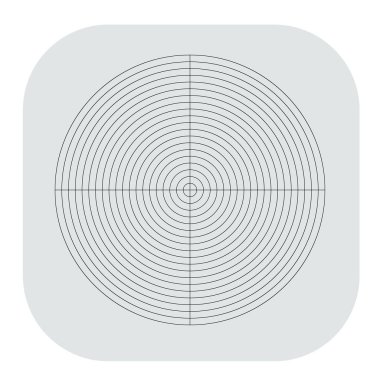 Polar, circular grid, mesh. Pie chart, graph element