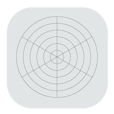 Kutup, dairesel ızgara, ağ. Pasta grafiği, grafik ögesi