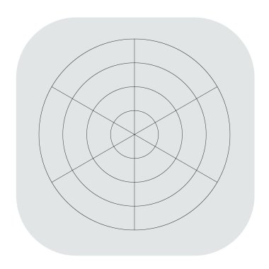 Kutup, dairesel ızgara, ağ. Pasta grafiği, grafik ögesi