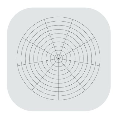 Kutup, dairesel ızgara, ağ. Pasta grafiği, grafik ögesi