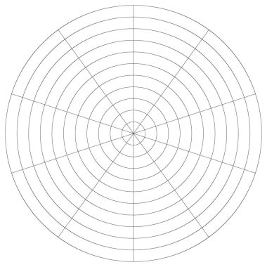 Kutup, dairesel ızgara, ağ. Pasta grafiği, grafik ögesi