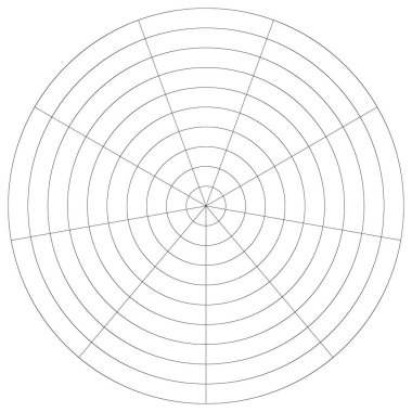 Kutup, dairesel ızgara, ağ. Pasta grafiği, grafik ögesi