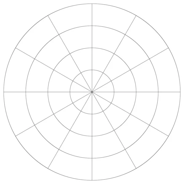 Polaire Grille Circulaire Maille Graphique Secteurs Élément Graphique — Image vectorielle