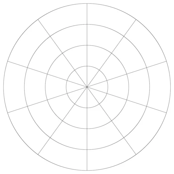 Polar Cirkulärt Rutnät Mesh Körkort Grafelement — Stock vektor