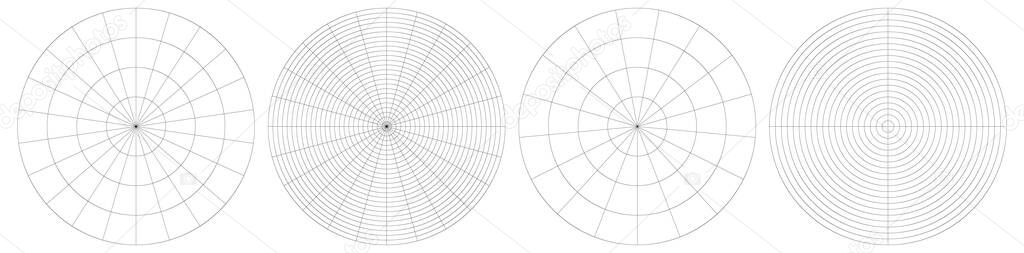Polar, circular grid, mesh. Pie chart, graph element. Stock vector illustration, clip-art graphics