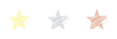 Çizilmiş, eskiz yıldızı. Çizgi çizen yıldız elemanı. Stock vektör illüstrasyonu, klip- art grafikleri